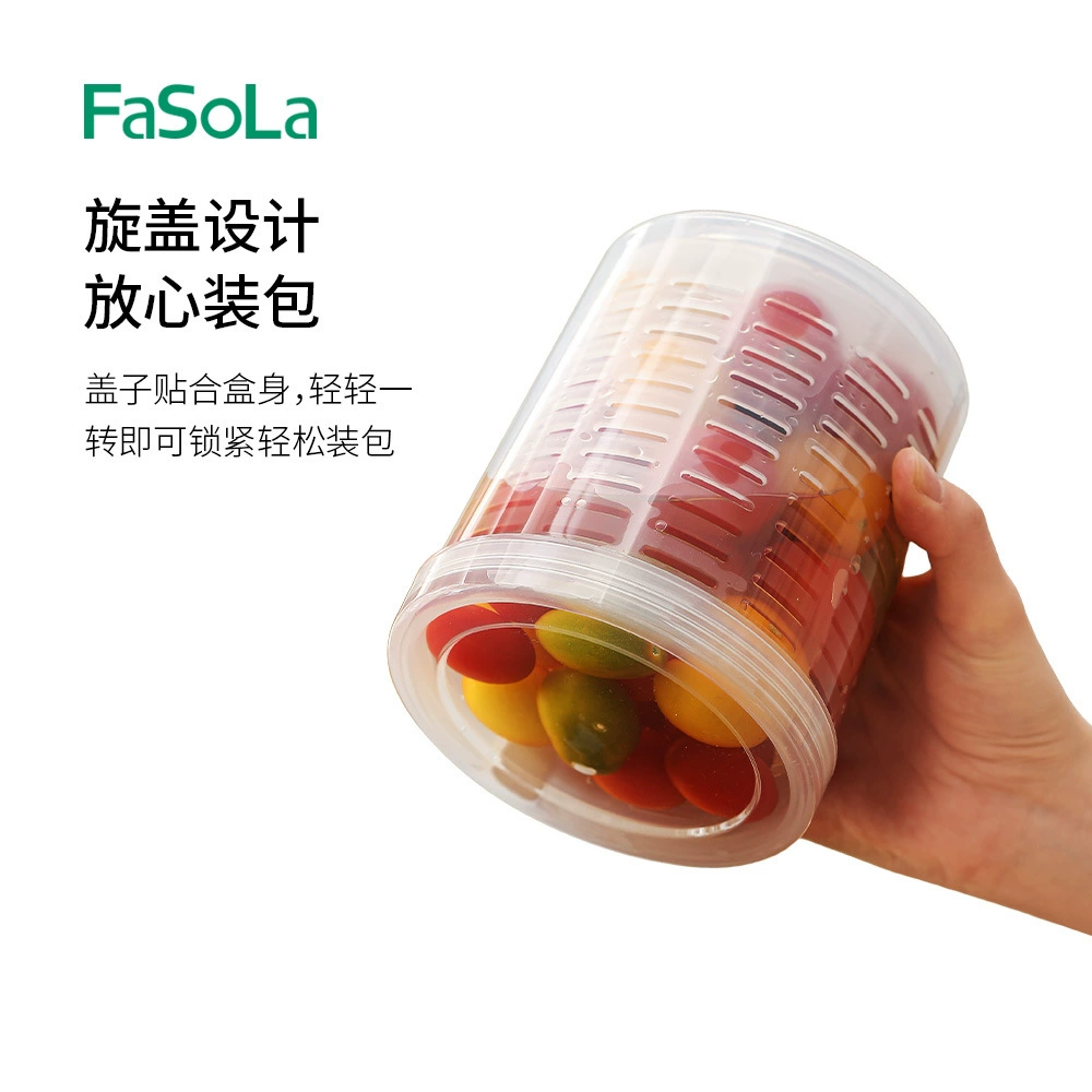 Obst- & Gemüsetopf Ellipse - Obstbehälter - Ideal für Obst und Gemüse unterwegs - Obstbox mit Gabel & Sieb