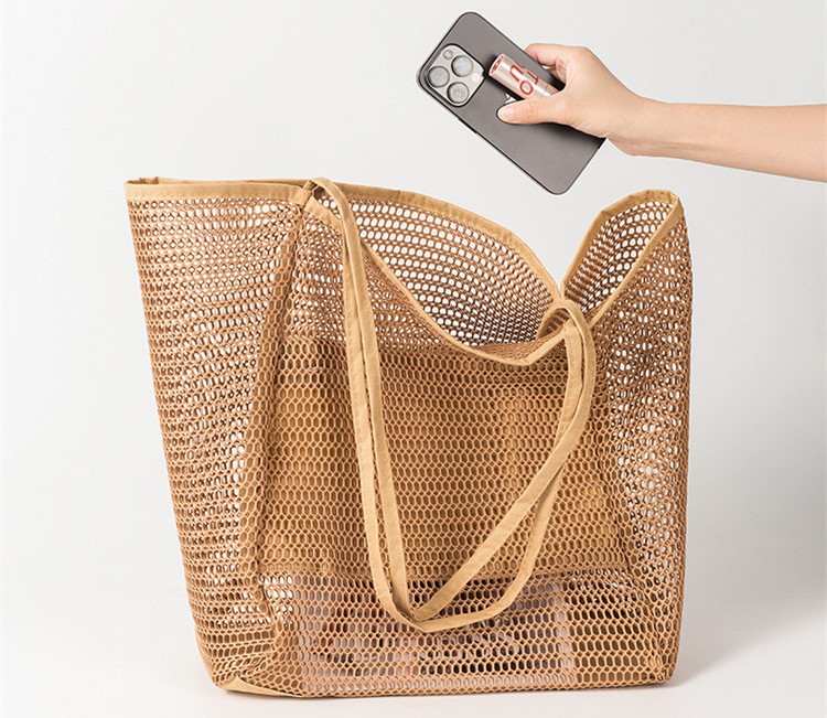 Large Beach Bag, Mesh Bag Beach with Zip Inner Pocket, Foldable Lightweight, Swimming Bag, Shopper