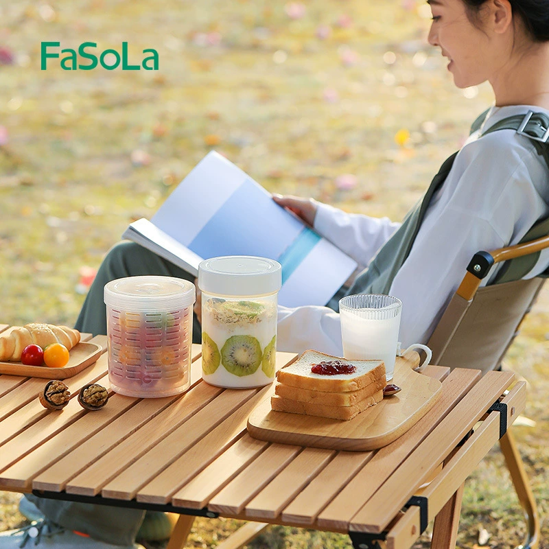 Obst- & Gemüsetopf Ellipse - Obstbehälter - Ideal für Obst und Gemüse unterwegs - Obstbox mit Gabel & Sieb