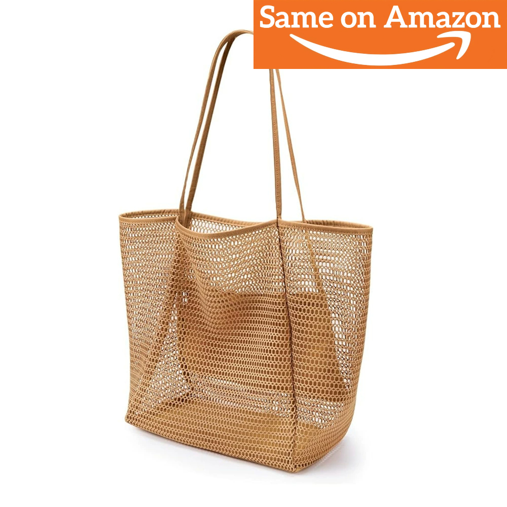 Large Beach Bag, Mesh Bag Beach with Zip Inner Pocket, Foldable Lightweight, Swimming Bag, Shopper