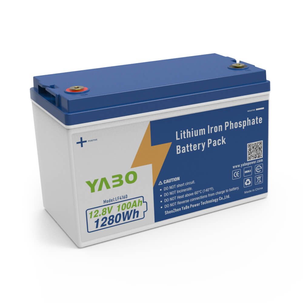 YABO 12V 100Ah Long Life LiFePO4 Battery for RVs and Off-Grid Power Supply