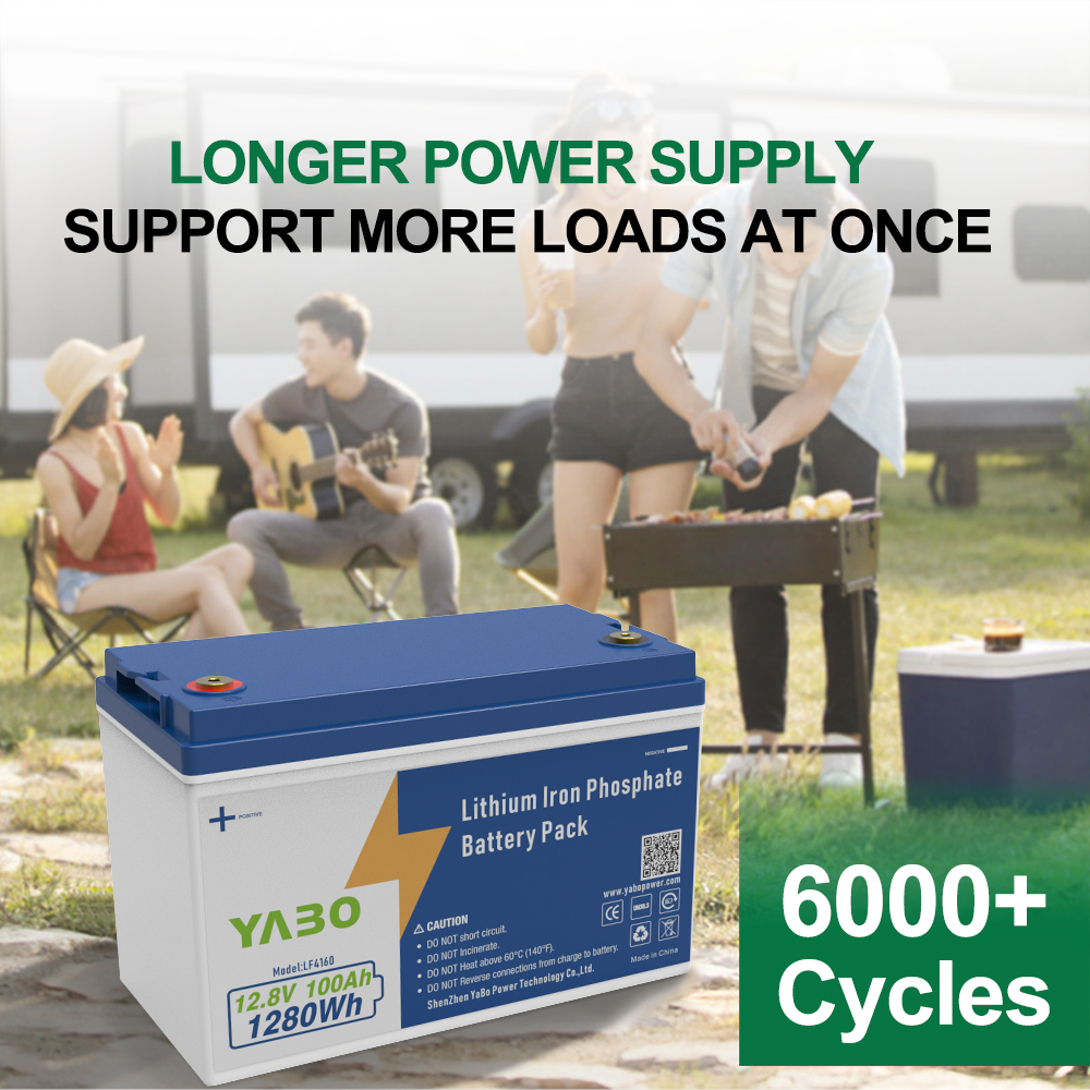 YABO 12V 100Ah LiFePO4 Battery for Off Grid Solar Power Systems RV Camper Van Marine and Outdoor Backup Power Applications
