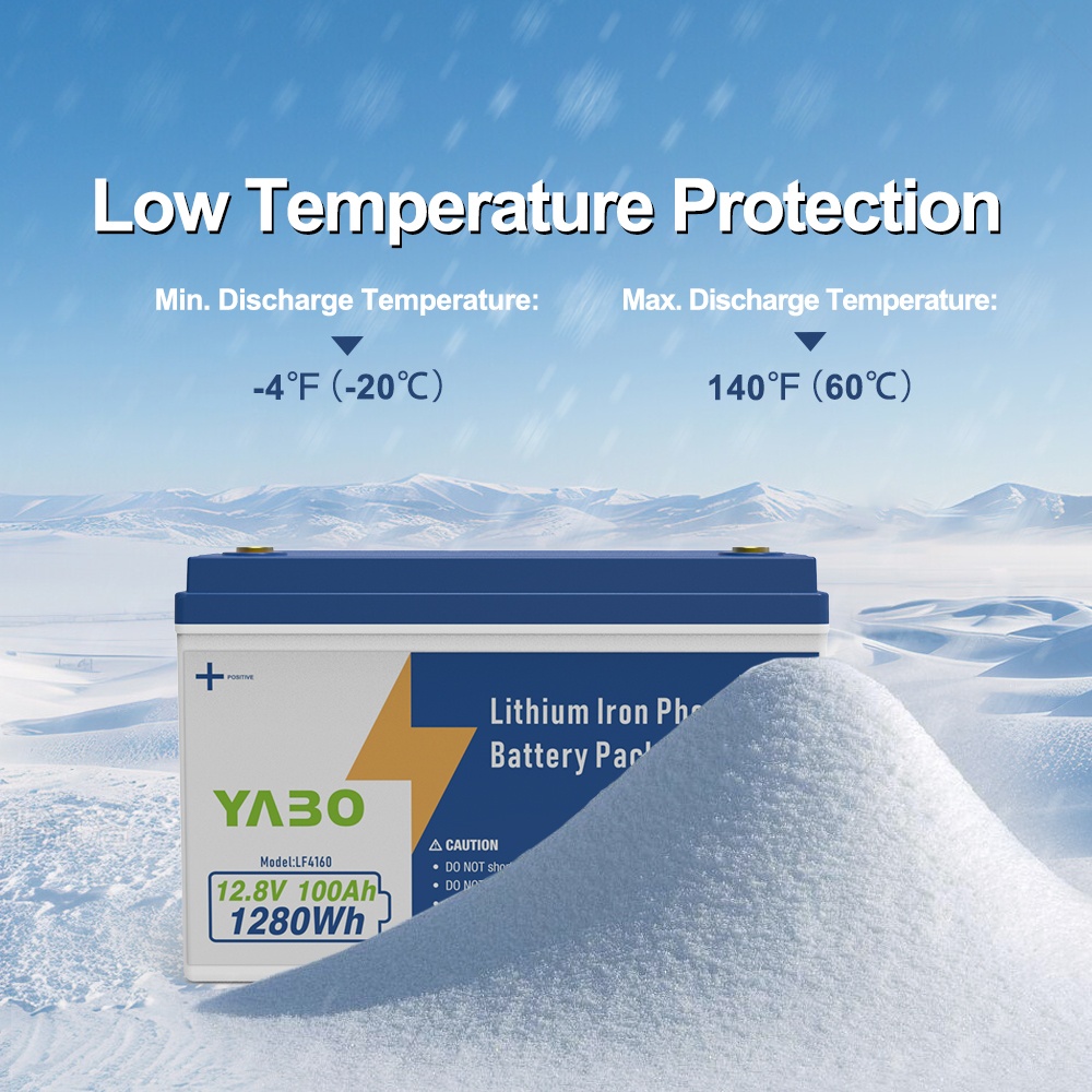 YABO 12V 100Ah LiFePO4 Battery for Off Grid Solar Power Systems RV Camper Van Marine and Outdoor Backup Power Applications
