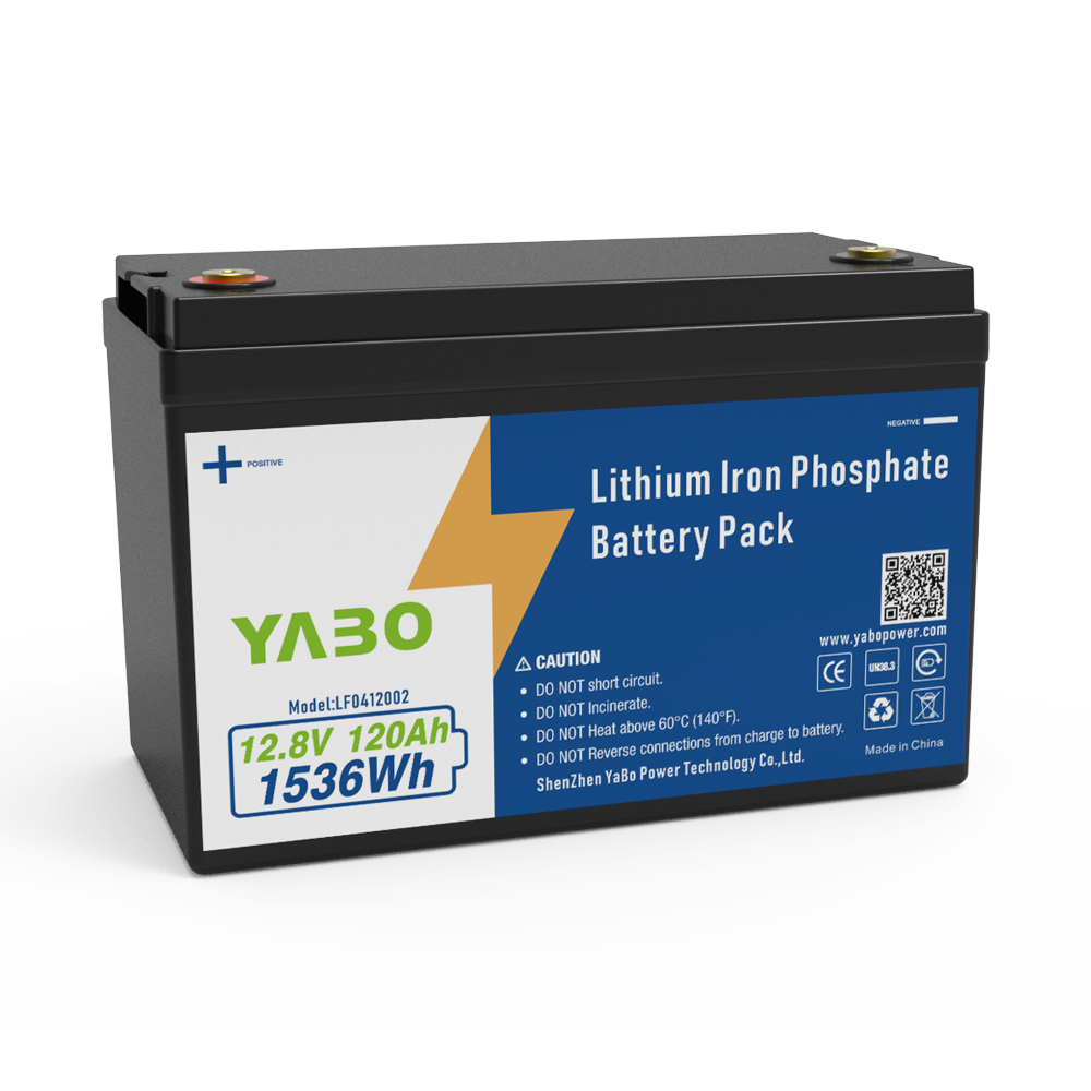 YABO 12V 120Ah Rechargeable LiFePO4 Battery for RV Marine Camping Solar Storage Inverter Backup and Off Grid Energy Systems