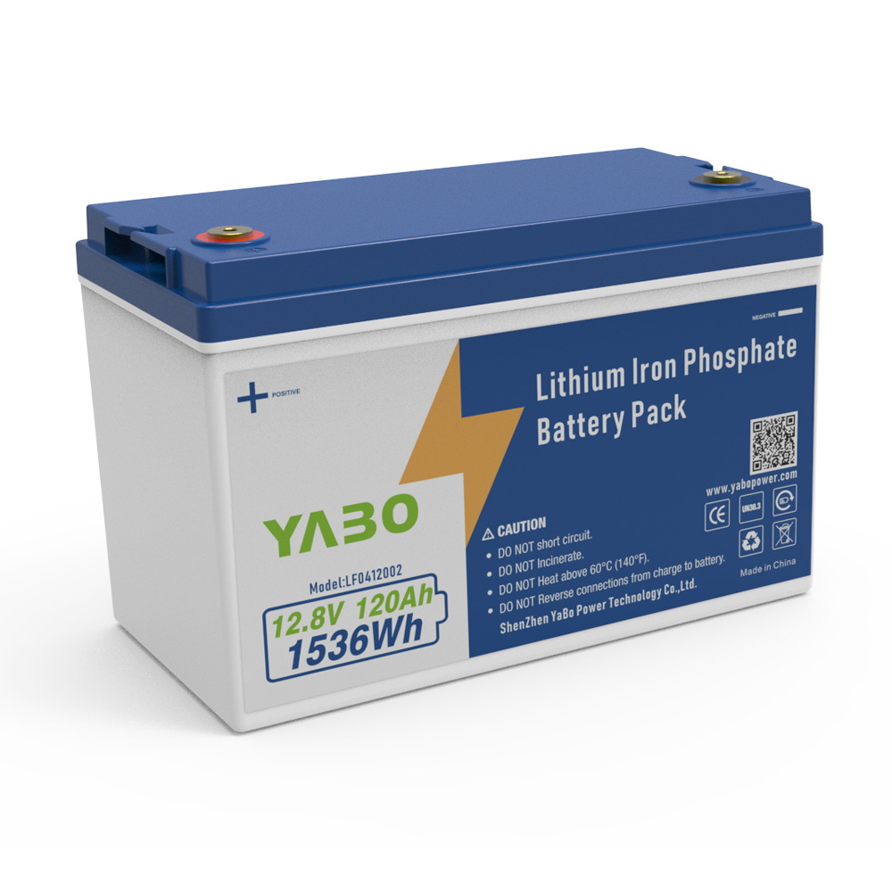 YABO 12V 120Ah Rechargeable LiFePO4 Battery for RV Marine Camping Solar Storage Inverter Backup and Off Grid Energy Systems