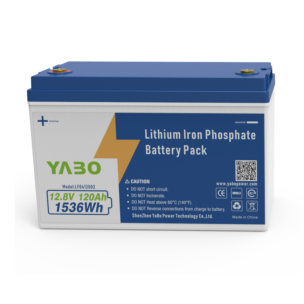 YABO 12V 120Ah Rechargeable LiFePO4 Battery for RV Marine Camping Solar Storage Inverter Backup and Off Grid Energy Systems