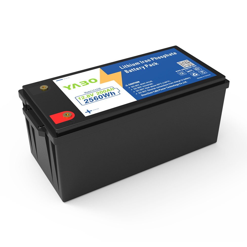 YABO 12V 200Ah Lithium Battery Pack Lightweight and Safe Deep Cycle LiFePO4 Battery for Outdoor Power Supply and Home Energy Backup