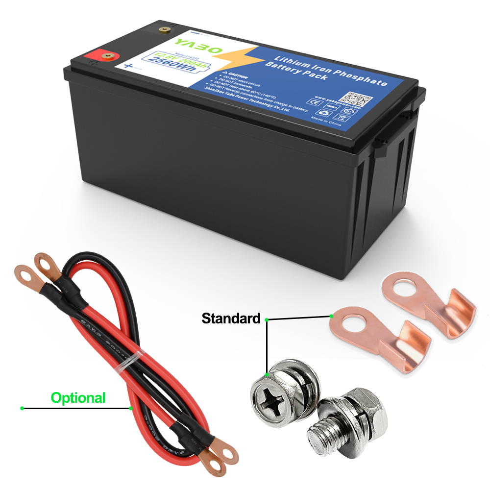 YABO 12V 200Ah Lithium Battery Pack Lightweight and Safe Deep Cycle LiFePO4 Battery for Outdoor Power Supply and Home Energy Backup