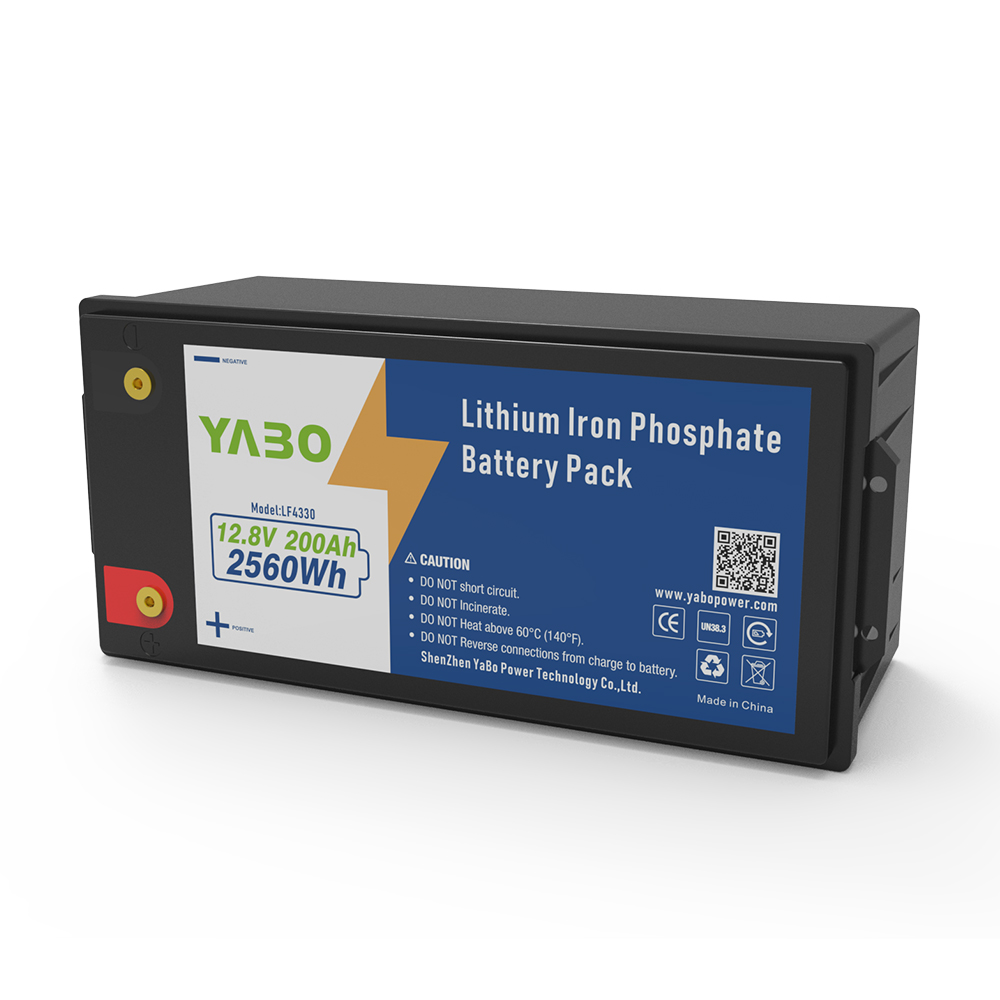 YABO 12V 200Ah Lithium Battery Pack Lightweight and Safe Deep Cycle LiFePO4 Battery for Outdoor Power Supply and Home Energy Backup