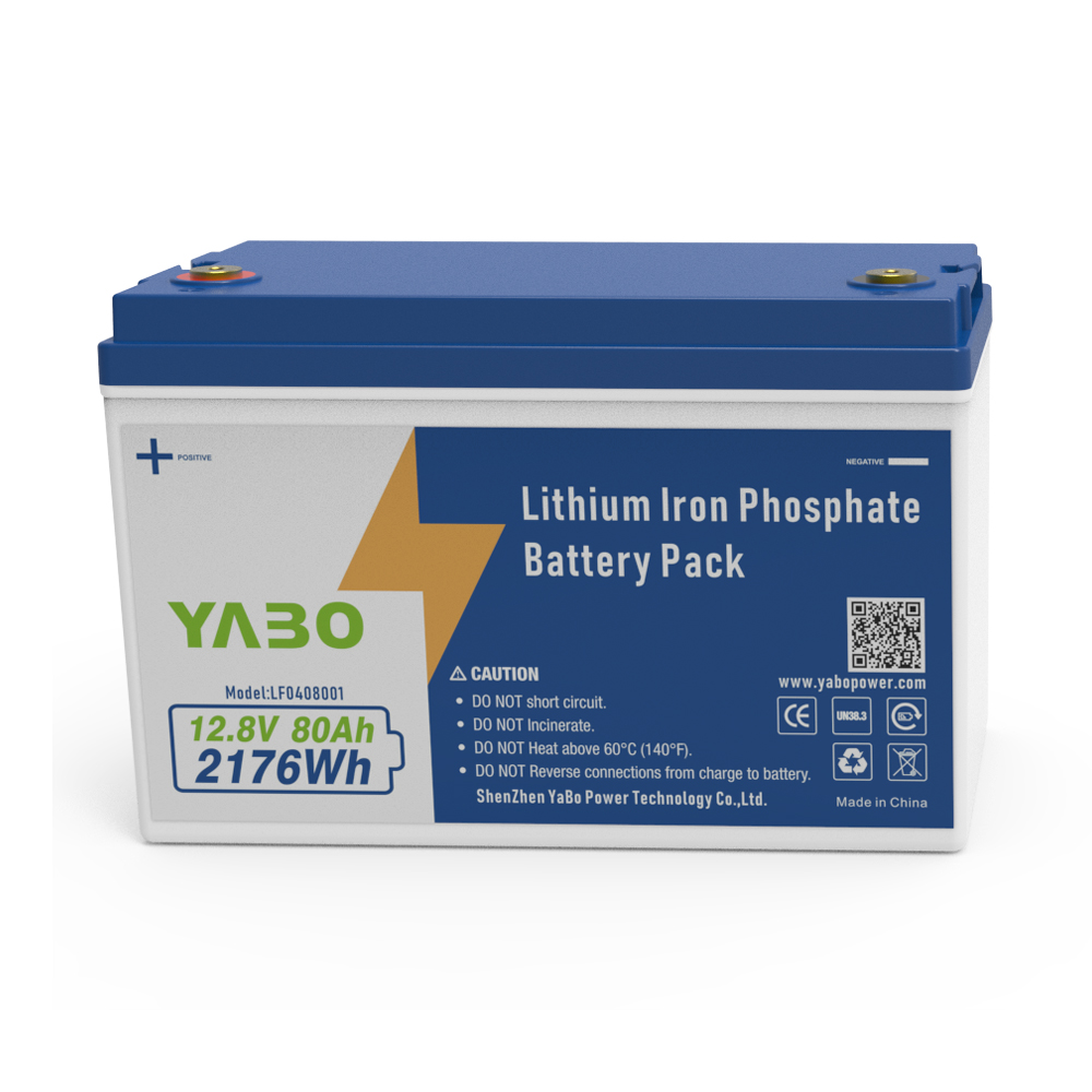 YABO 12V 80Ah LiFePO4 Battery Rechargeable Deep Cycle Power Pack for Solar System Off Grid Backup RV Marine Camping Use