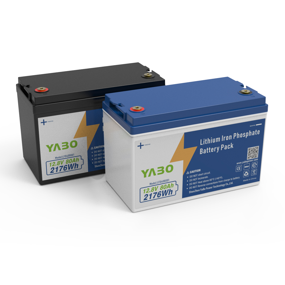 YABO 12V 80Ah LiFePO4 Battery Rechargeable Deep Cycle Power Pack for Solar System Off Grid Backup RV Marine Camping Use