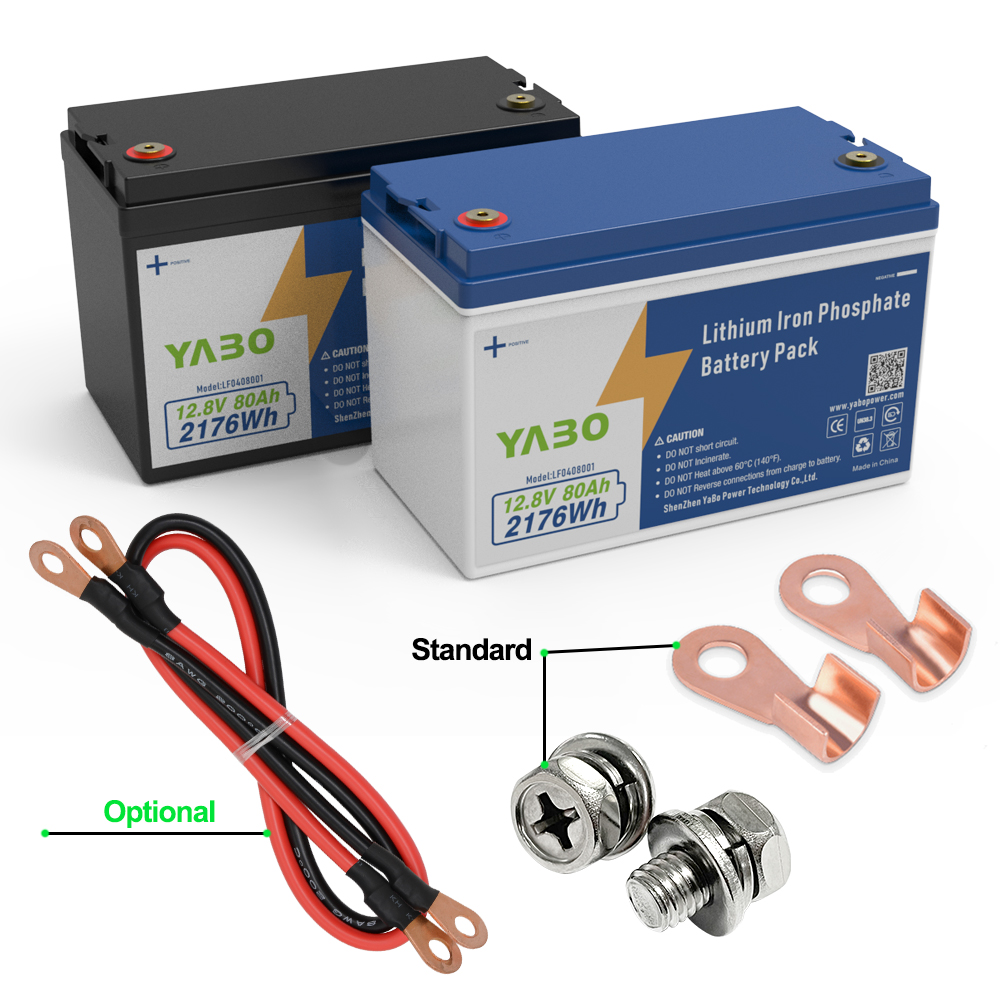 YABO 12V 80Ah LiFePO4 Battery Rechargeable Deep Cycle Power Pack for Solar System Off Grid Backup RV Marine Camping Use