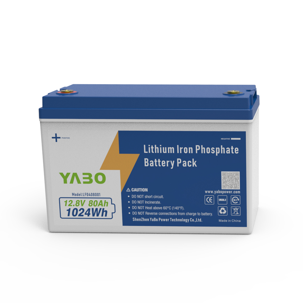 YABO 12V 80Ah LiFePO4 Battery Rechargeable Deep Cycle Power Pack for Solar System Off Grid Backup RV Marine Camping Use