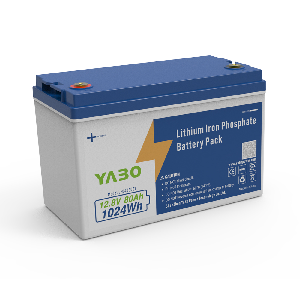YABO 12V 80Ah LiFePO4 Battery Rechargeable Deep Cycle Power Pack for Solar System Off Grid Backup RV Marine Camping Use