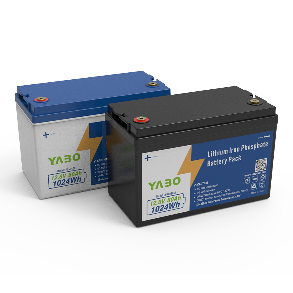 YABO 12V 80Ah LiFePO4 Battery Rechargeable Deep Cycle Power Pack for Solar System Off Grid Backup RV Marine Camping Use