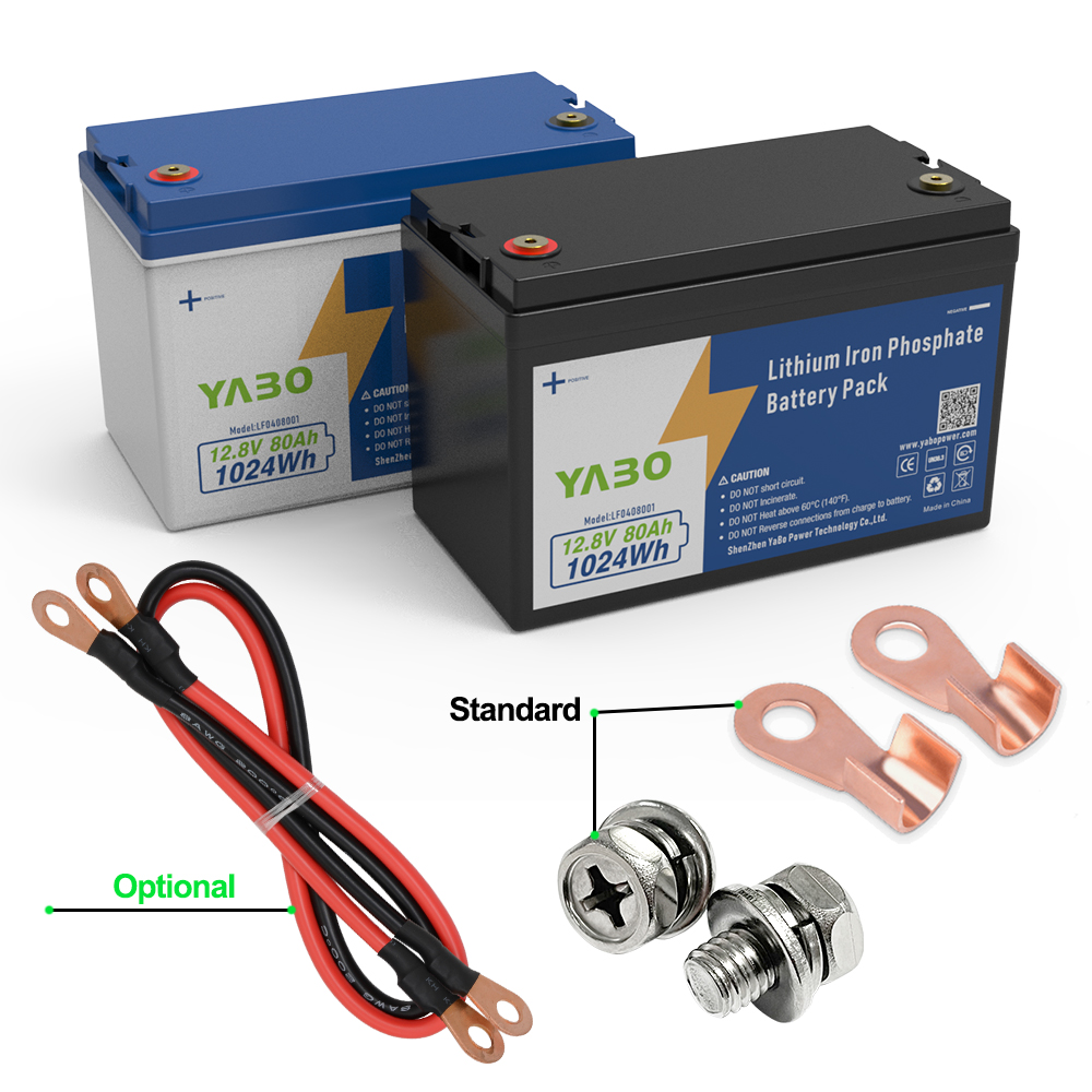 YABO 12V 80Ah LiFePO4 Battery Rechargeable Deep Cycle Power Pack for Solar System Off Grid Backup RV Marine Camping Use