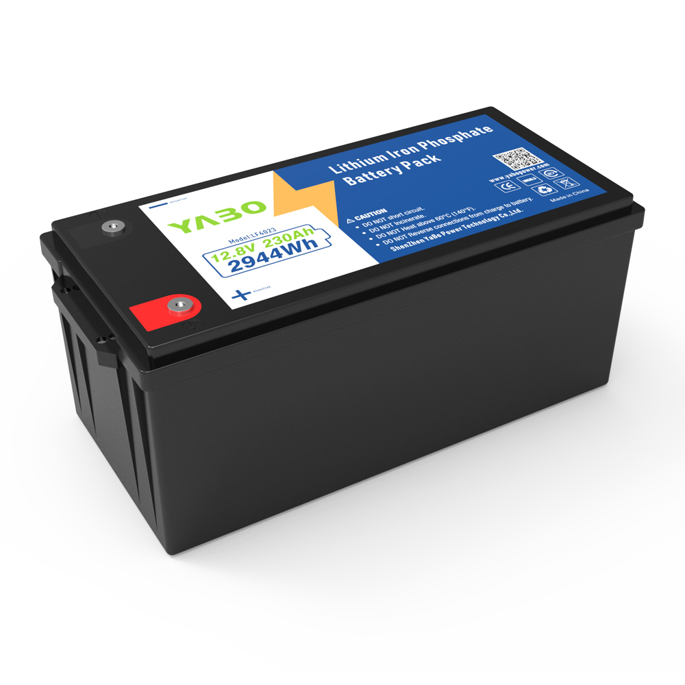 YABO 12V 230Ah Lithium Iron Phosphate Battery Long Lasting Rechargeable Power Source for Solar System RV Marine and Home Backup