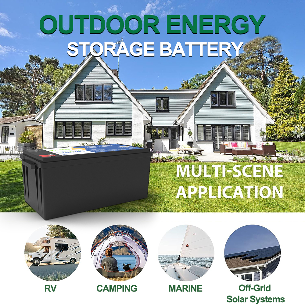 YABO 12V 230Ah Lithium Iron Phosphate Battery Long Lasting Rechargeable Power Source for Solar System RV Marine and Home Backup