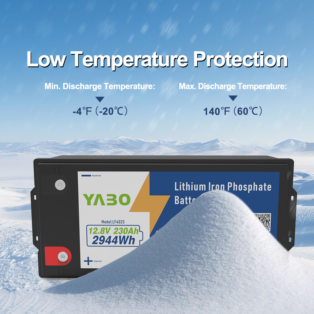 YABO 12V 230Ah Lithium Iron Phosphate Battery Long Lasting Rechargeable Power Source for Solar System RV Marine and Home Backup
