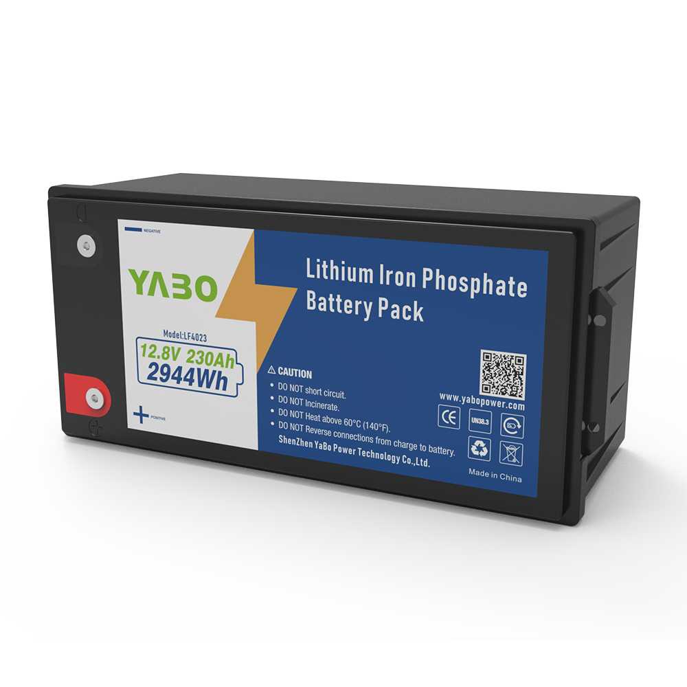 YABO 12V 230Ah Lithium Iron Phosphate Battery Long Lasting Rechargeable Power Source for Solar System RV Marine and Home Backup
