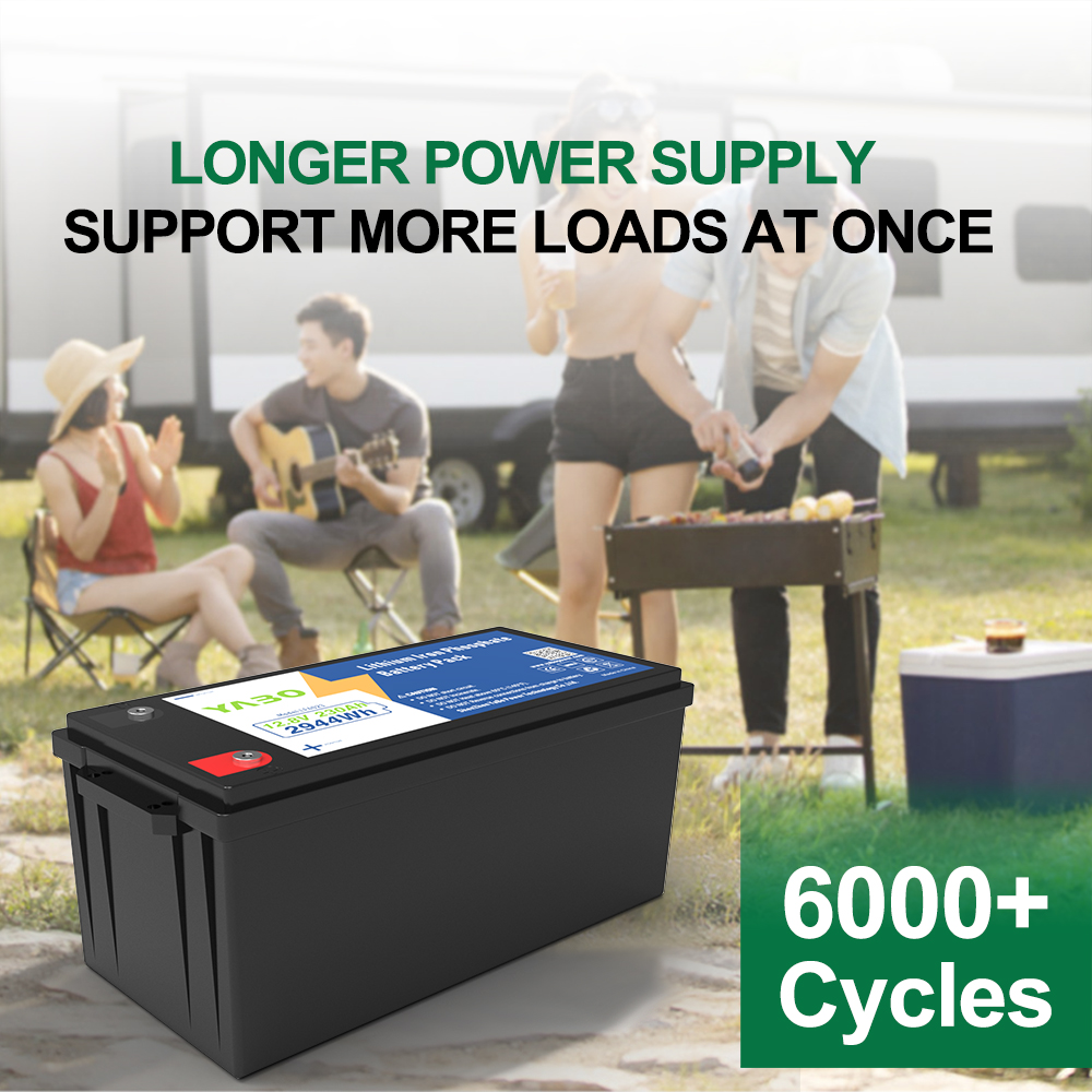 YABO 12V 230Ah Lithium Iron Phosphate Battery Long Lasting Rechargeable Power Source for Solar System RV Marine and Home Backup