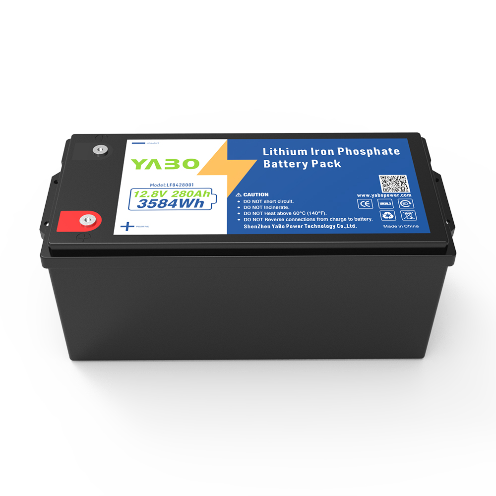 YABO 12V 280Ah High Performance LiFePO4 Battery for Portable Solar Generators RV Power Supply Off Grid Backup Energy Use