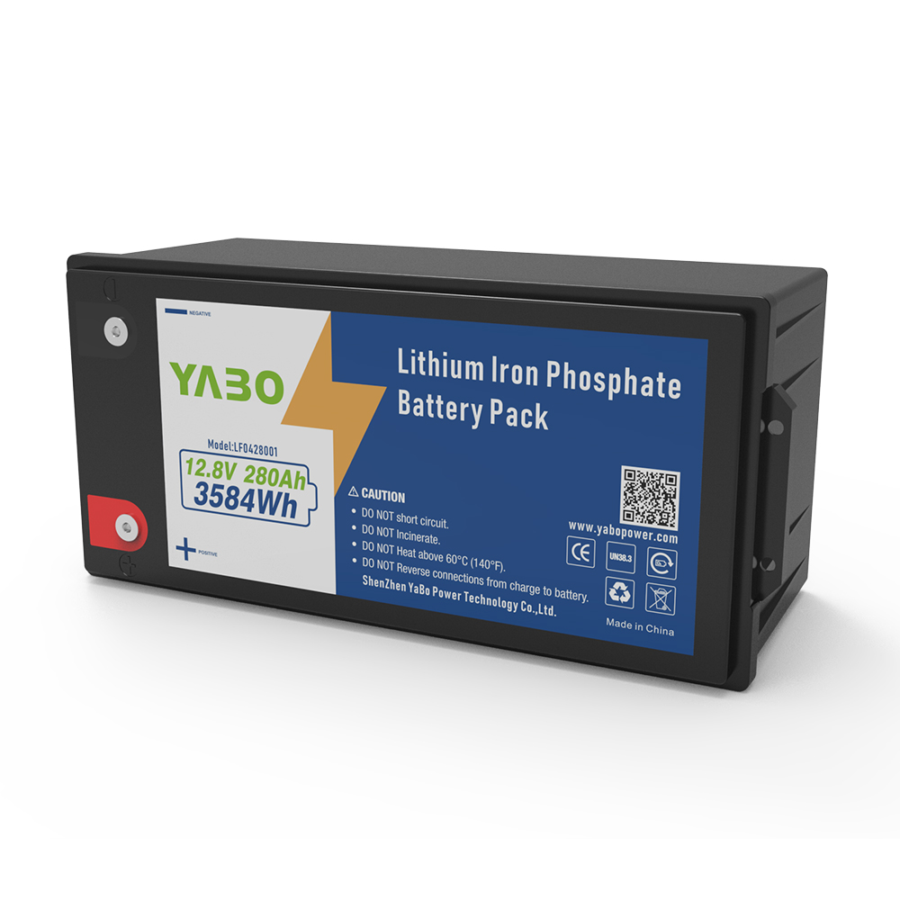 YABO 12V 280Ah High Performance LiFePO4 Battery for Portable Solar Generators RV Power Supply Off Grid Backup Energy Use