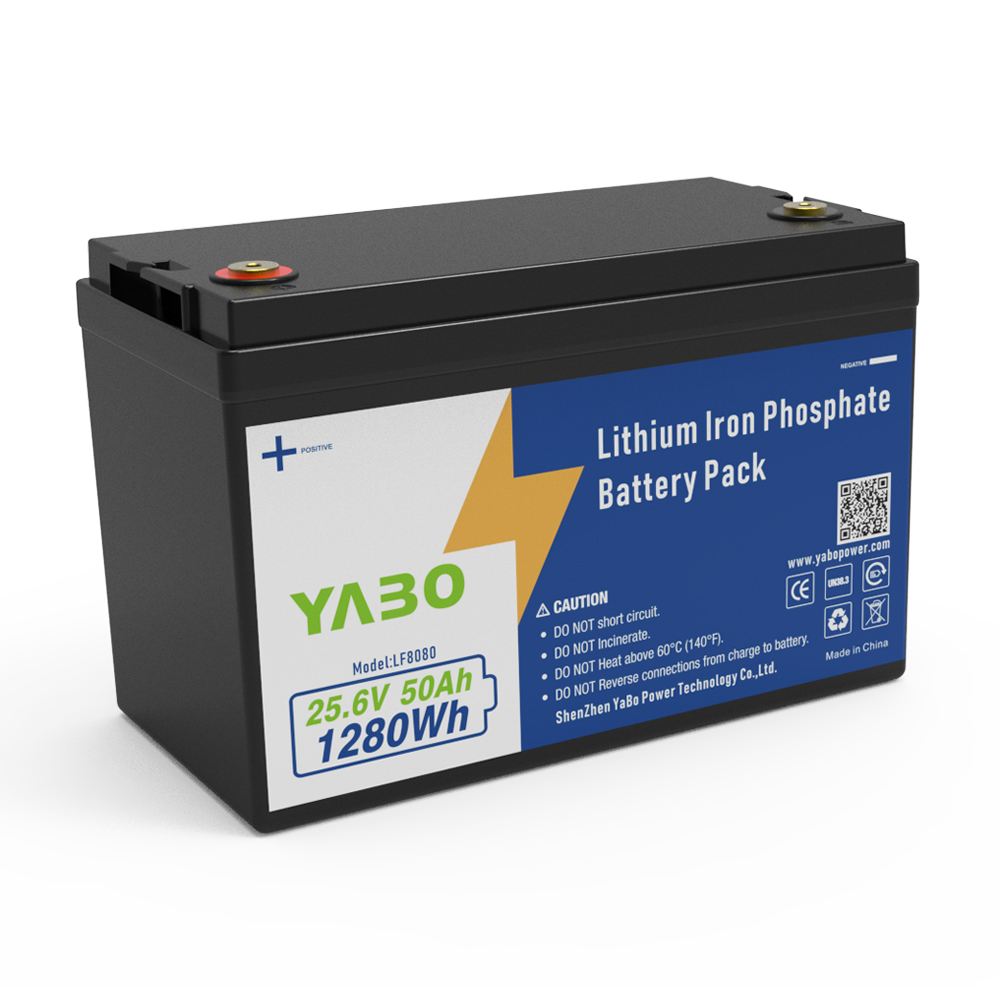 YABO 24V 50Ah LiFePO4 Battery 1280Wh Solar Energy Storage Battery Built-in BMS 6000+ Cycles