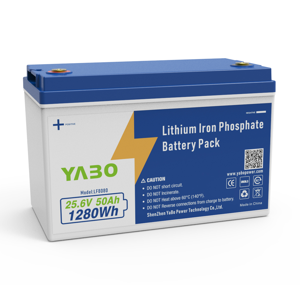 YABO 24V 50Ah LiFePO4 Deep Cycle Lithium Battery for Home Solar Energy Storage RVs Boats and Emergency Backup Power Systems