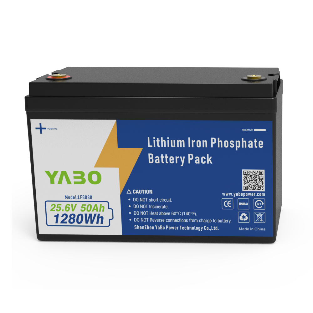 YABO 24V 50Ah LiFePO4 Battery 1280Wh Solar Energy Storage Battery Built-in BMS 6000+ Cycles