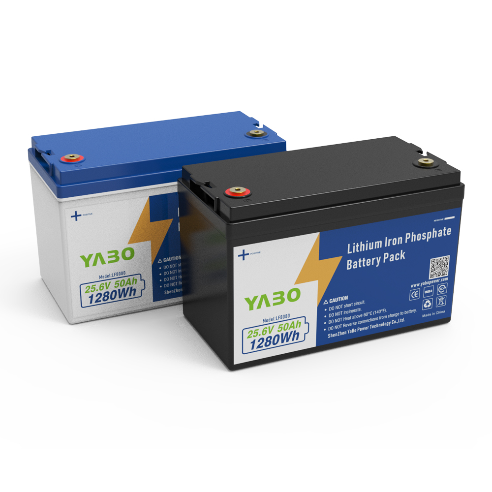 YABO 24V 50Ah LiFePO4 Deep Cycle Lithium Battery for Home Solar Energy Storage RVs Boats and Emergency Backup Power Systems