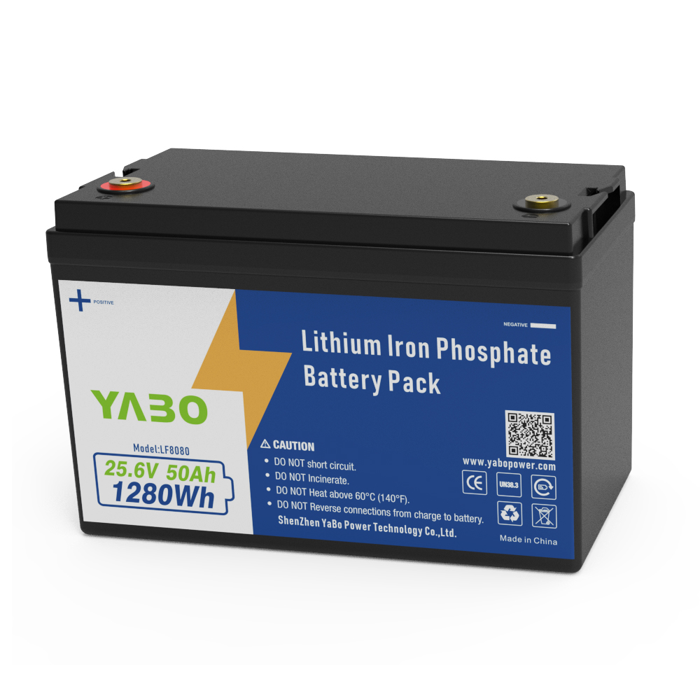 YABO 24V 50Ah LiFePO4 Battery 1280Wh Solar Energy Storage Battery Built-in BMS 6000+ Cycles
