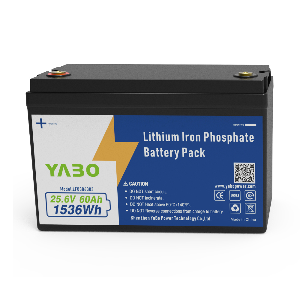 YABO 24V 60Ah LiFePO4 Battery 1536Wh Solar Energy Storage Built-in BMS IP65 Waterproof