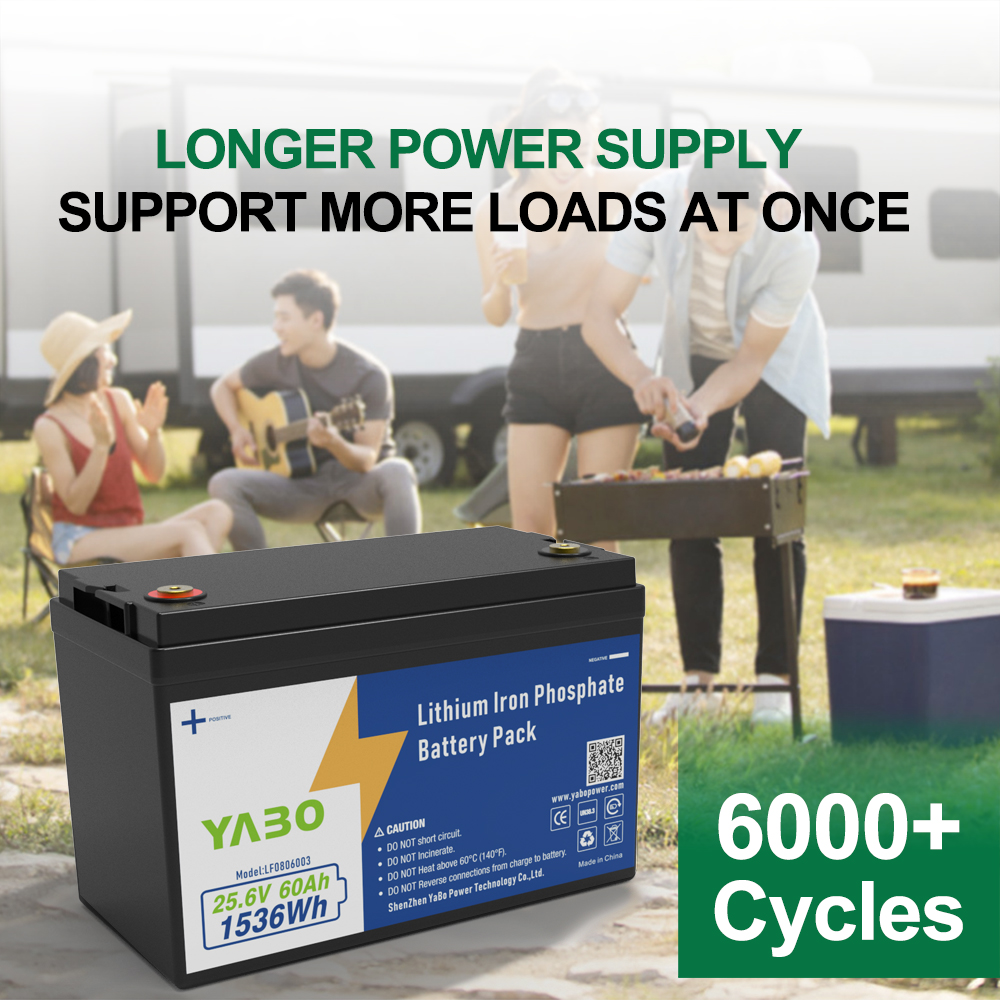 YABO 25.6V 60Ah LiFePO4 Battery | 1536Wh Solar Energy Storage | IP65 | 6000+ Cycles