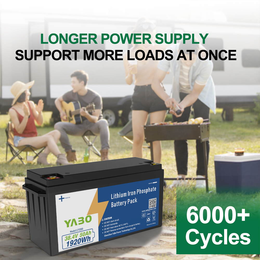 YABO 36V 50Ah LiFePO4 Lithium Iron Phosphate Battery Pack | 1920Wh Rechargeable Battery for Solar, RV, Marine, Home Storage