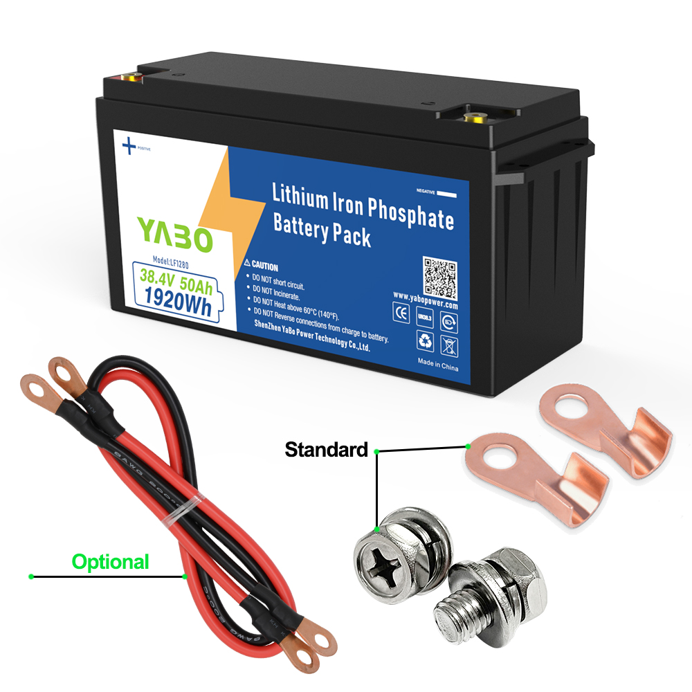 YABO 36V 50Ah LiFePO4 Lithium Iron Phosphate Battery Pack | 1920Wh Rechargeable Battery for Solar, RV, Marine, Home Storage