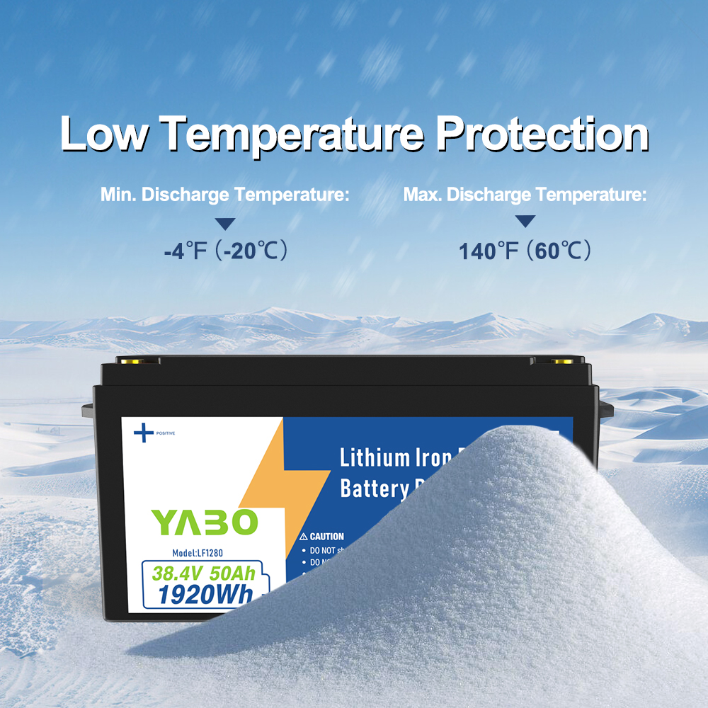YABO 36V 50Ah LiFePO4 Lithium Iron Phosphate Battery Pack | 1920Wh Rechargeable Battery for Solar, RV, Marine, Home Storage