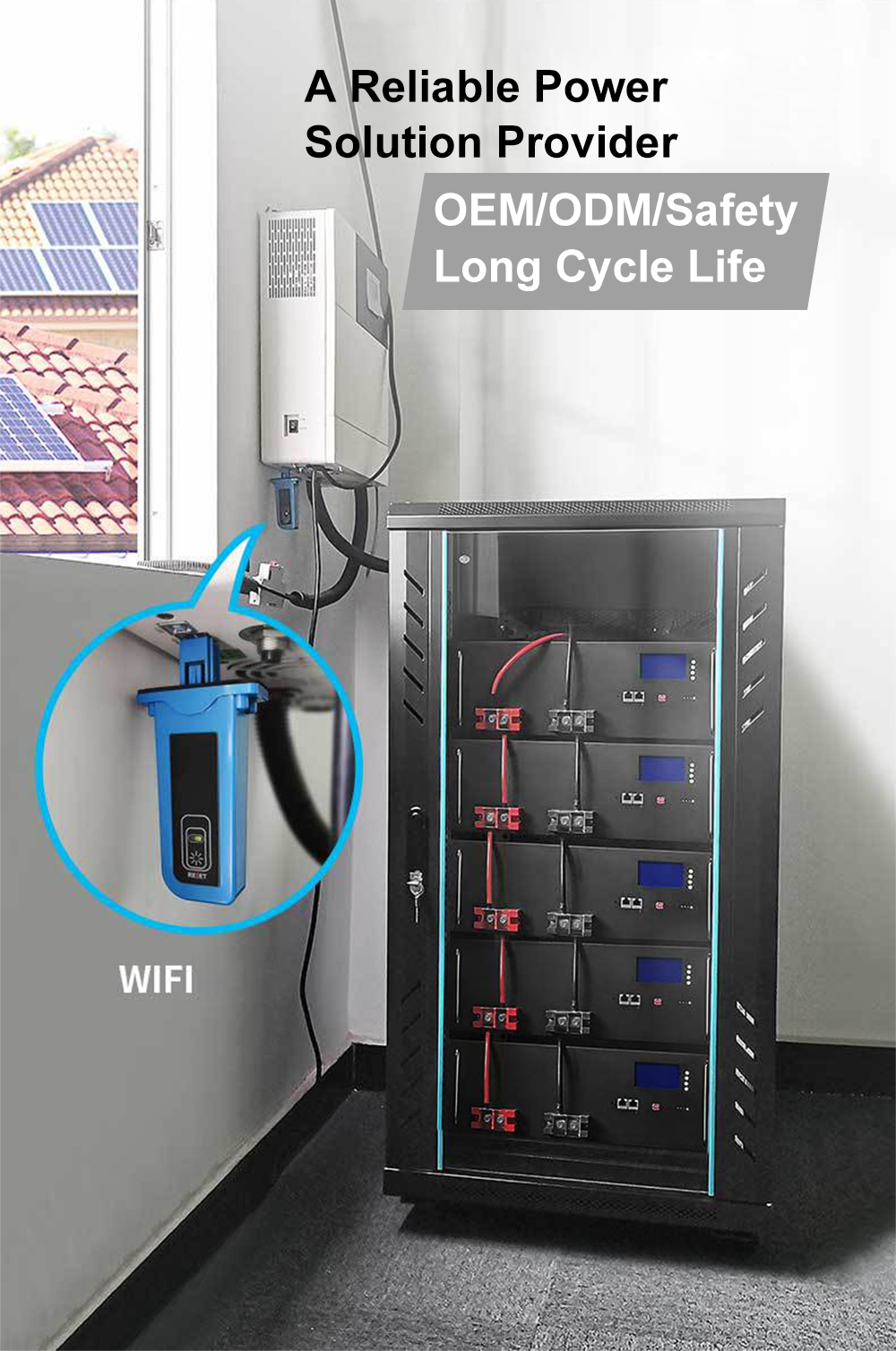 YABO 48V 100Ah LiFePO4 Rack Battery with High Efficiency and Low Loss