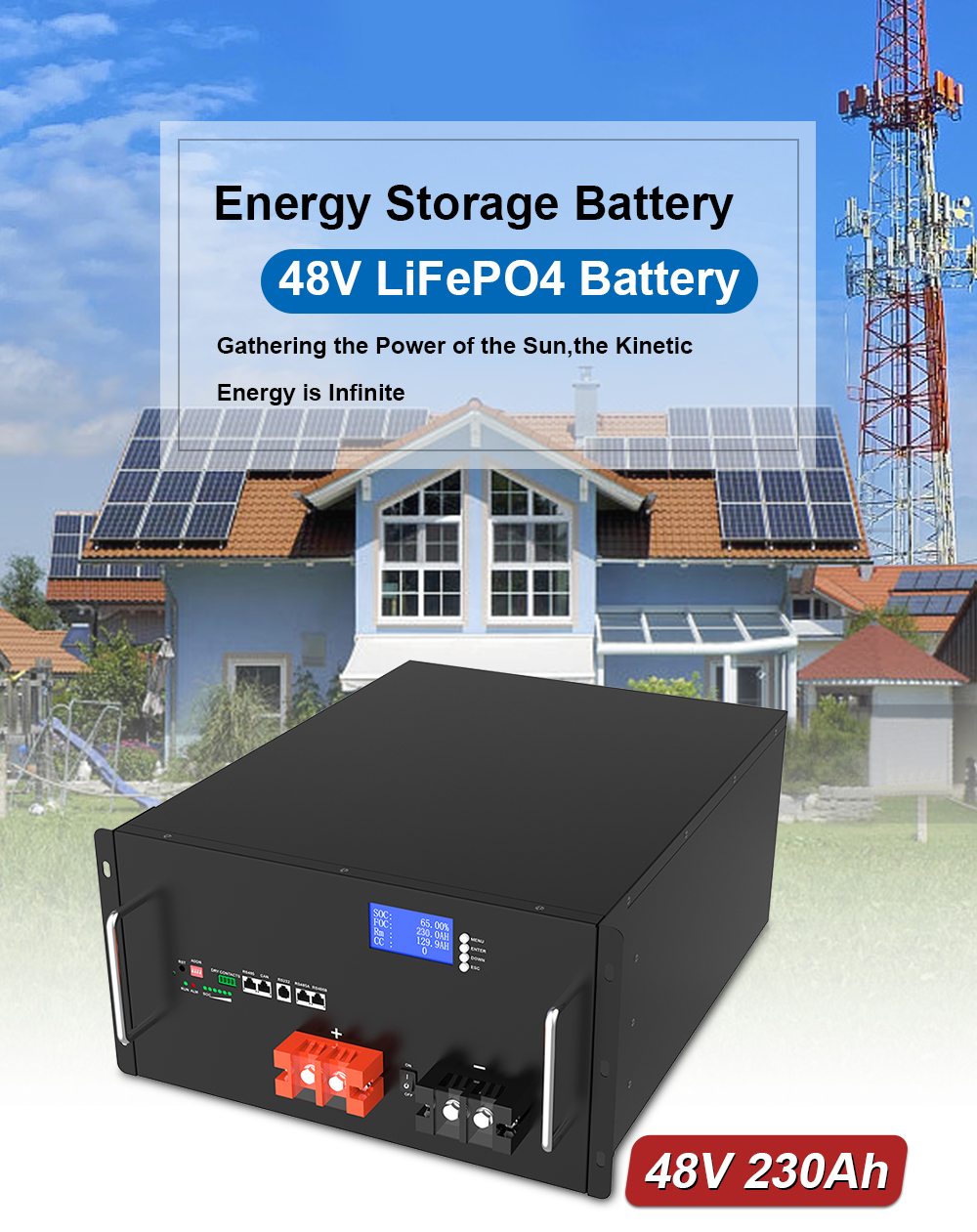 YABO LiFePO4 48V 230Ah Rack Battery with Overcharge Protection