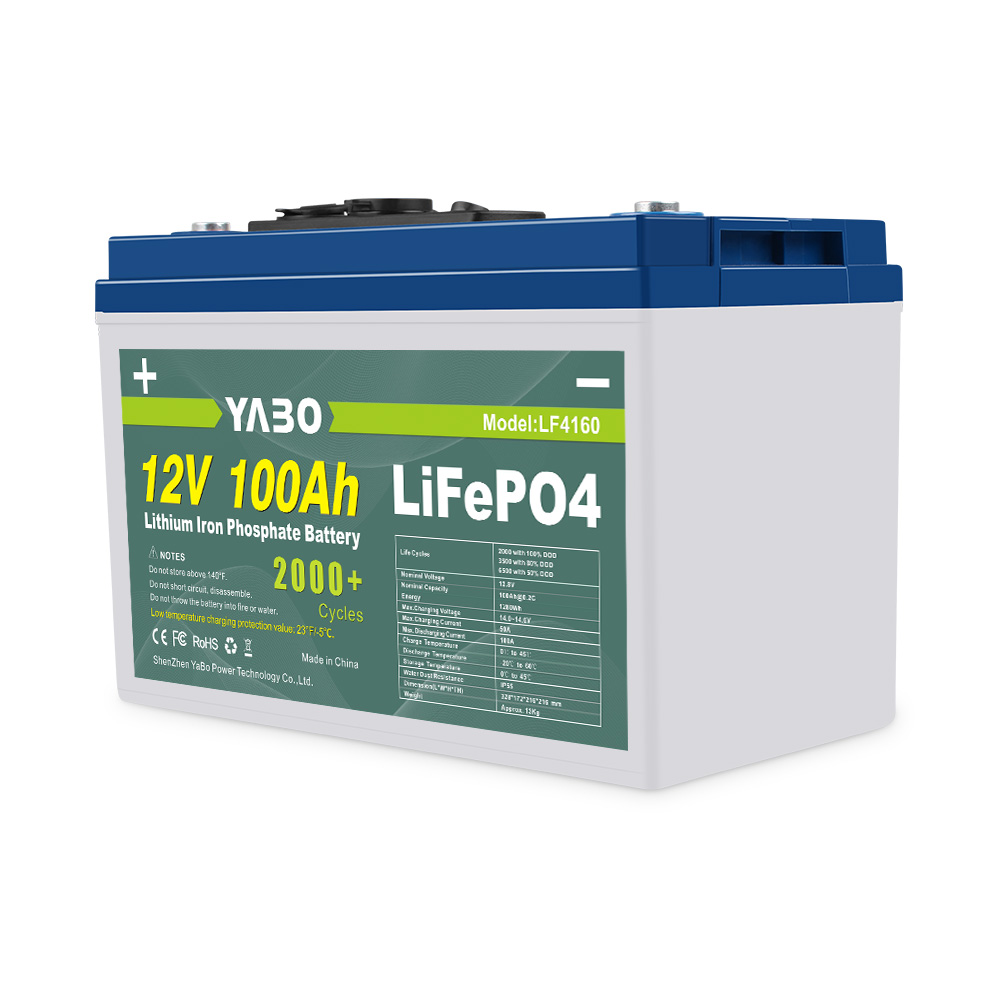 YABO 12V 100Ah 1280Wh Rechargeable LiFePO4 Battery Pack