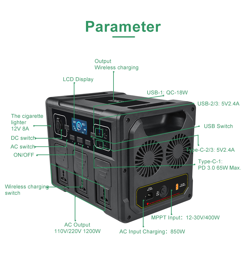 YABO SG1200 Energy Power Bank 1200W Portable Power Station Solar Generator For camping