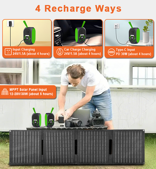 YABO 120W Portable Power Station With 30W Solar Generator Fast Charging Solar Generator for Camping 