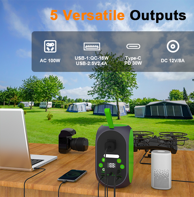 YABO 120W Portable Power Station With 30W Solar Generator Fast Charging Solar Generator for Camping 