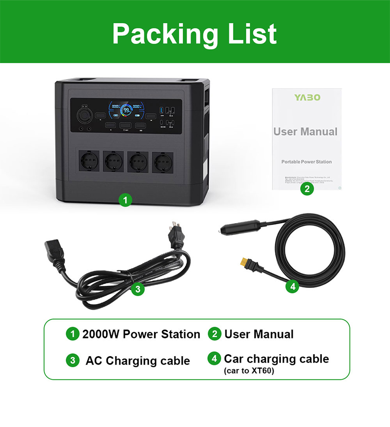 YABO SG2000 Home Backup Power Camping 2000W Portable Power Station 2016Wh Power Bank For Camping