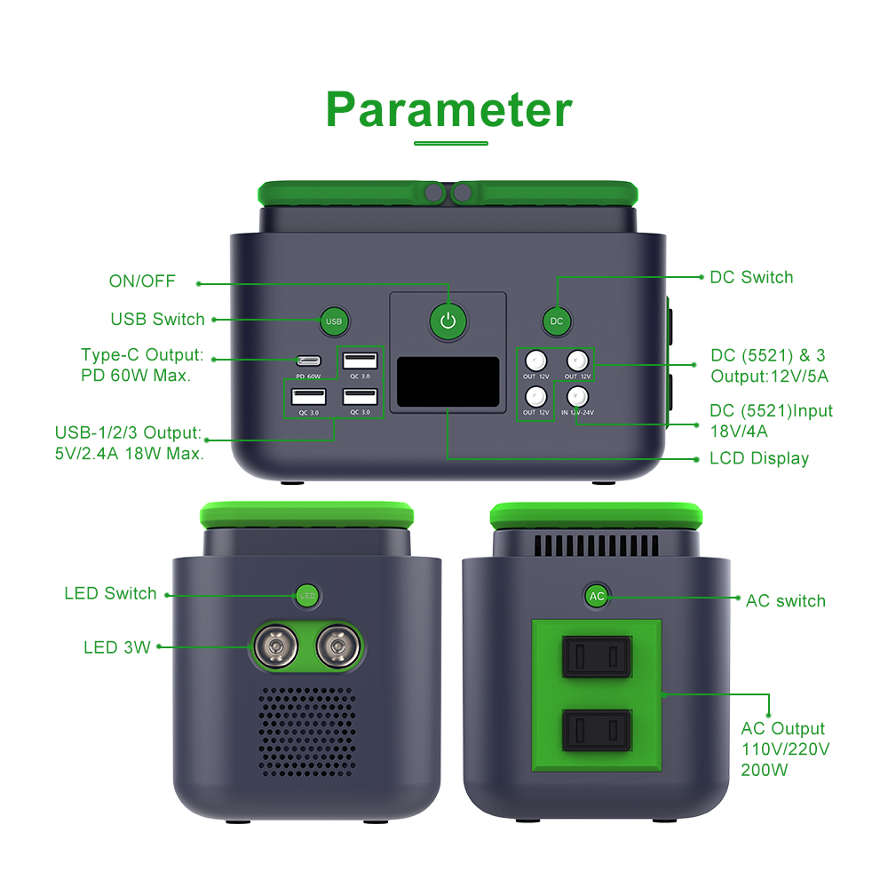 YABO 200W Solar Generator Portable Power Station - Pure Sine Wave Output for RV & Outdoor Adventures