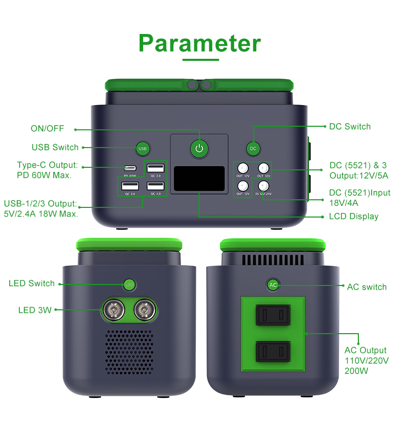 YABO SG200 Mini PD60w Charging Solar Generator 200W Portable Power Station 192Wh Power Bank