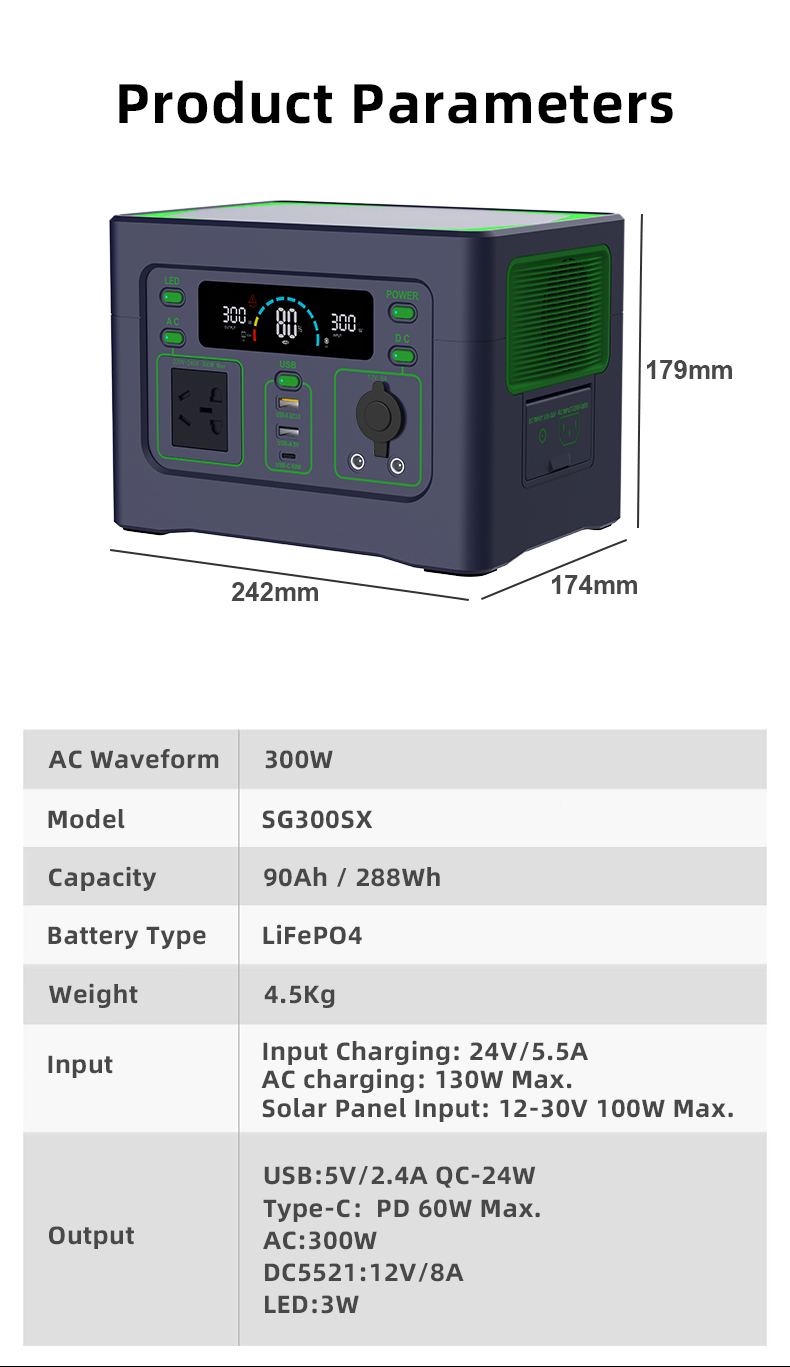 YABO SG300SX Super Green Energy 300w Portable Power Station Energy Storage System Power Bank