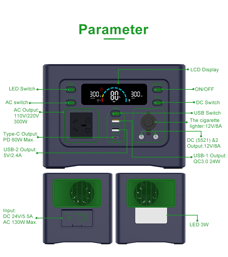 YABO SG300SX Super Green Energy 300w Portable Power Station Energy Storage System Power Bank