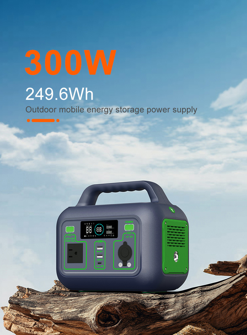 YABO Home Solar Electricity Potable Power Station 300W Lithium Battery Solar Panel Generator