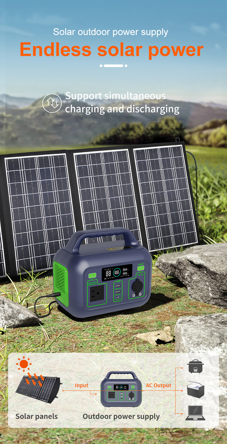 YABO Home Solar Electricity Potable Power Station 300W Lithium Battery Solar Panel Generator